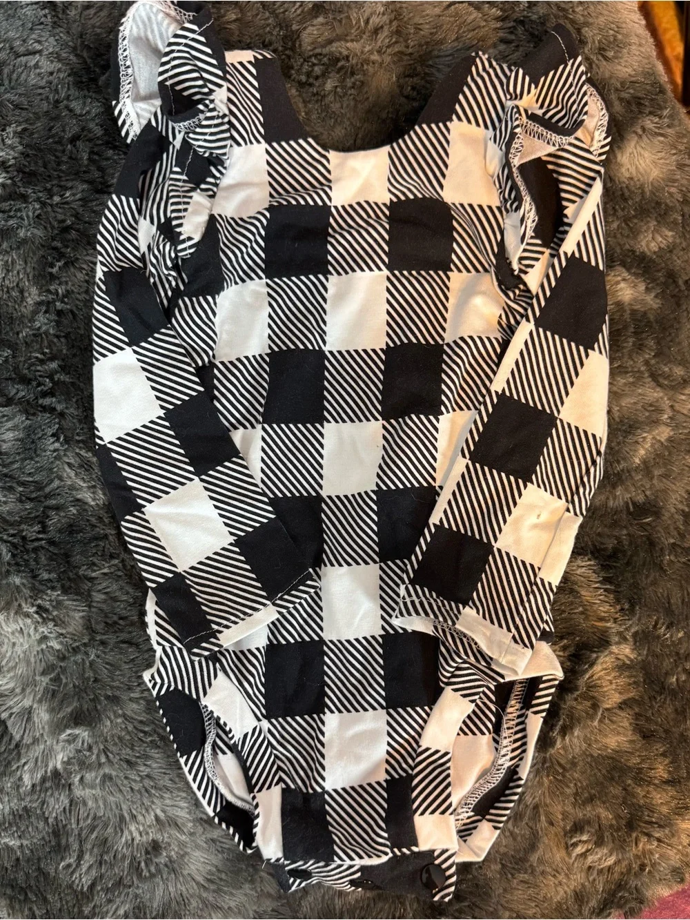 Black & White Gingham Kids One-Piece Swimsuit